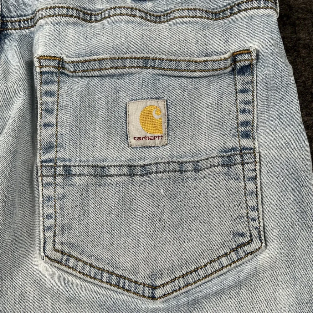 Carhartt Relaxed Fit Jeans Mens 34x34 Blue Denim Cotton Light Wash Straight Leg